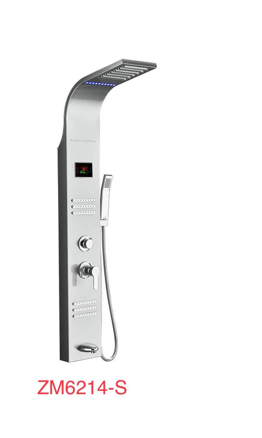 Luxury Shower Panel Tower with Water Monitor & LED Screen – ZM6214 (Black or Silver)