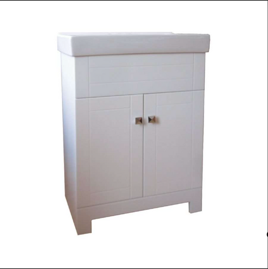 Vanity and Ceramic Top 2-Door 24″ x 14.2″ x 31.5″– Available in White, Brown, Barnboard