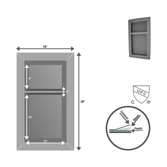 Multi-Compartment Shower Niches – Double & Triple Options (12X12X12, 12X16X8, 12X12X12X12)