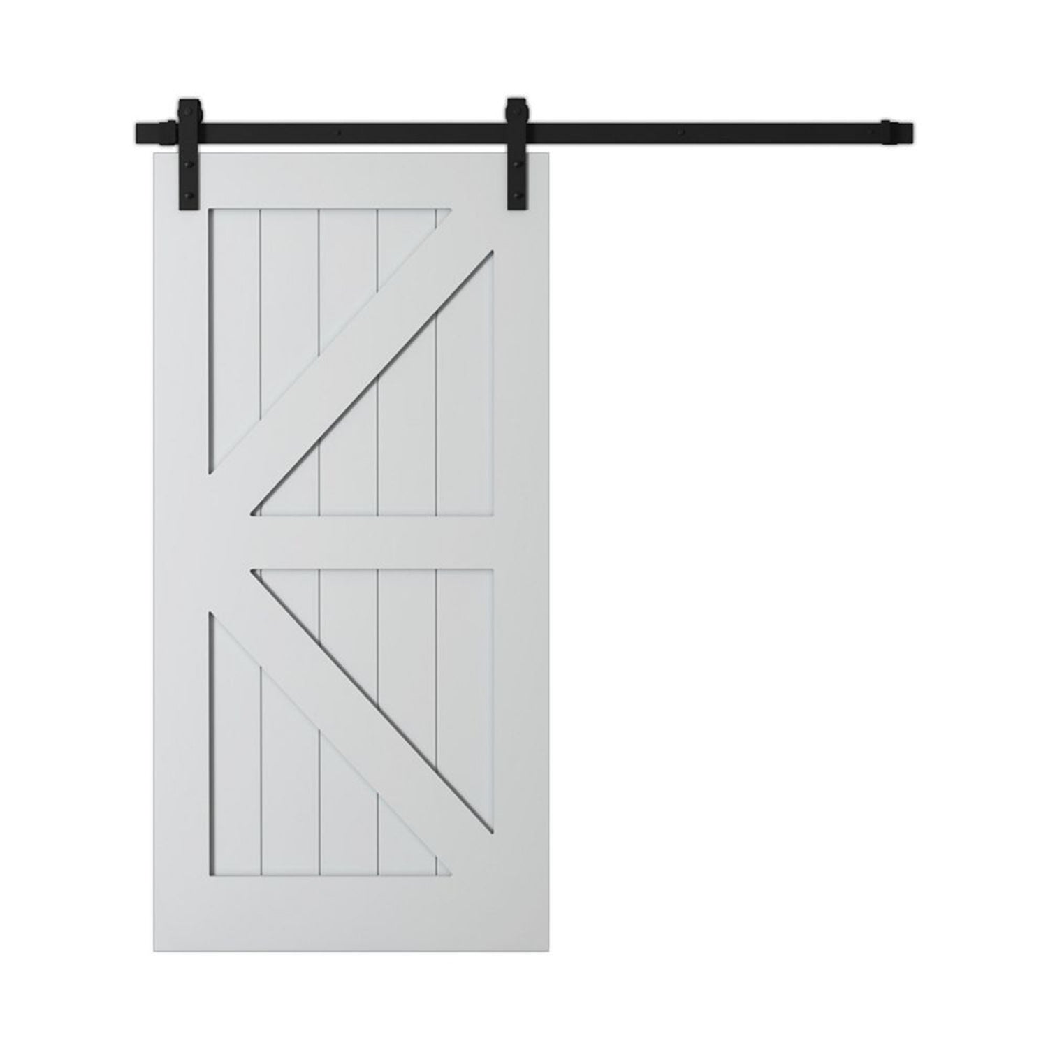 2 Panel White Primed Barn Interior Door (K-Style) - 36 x 84