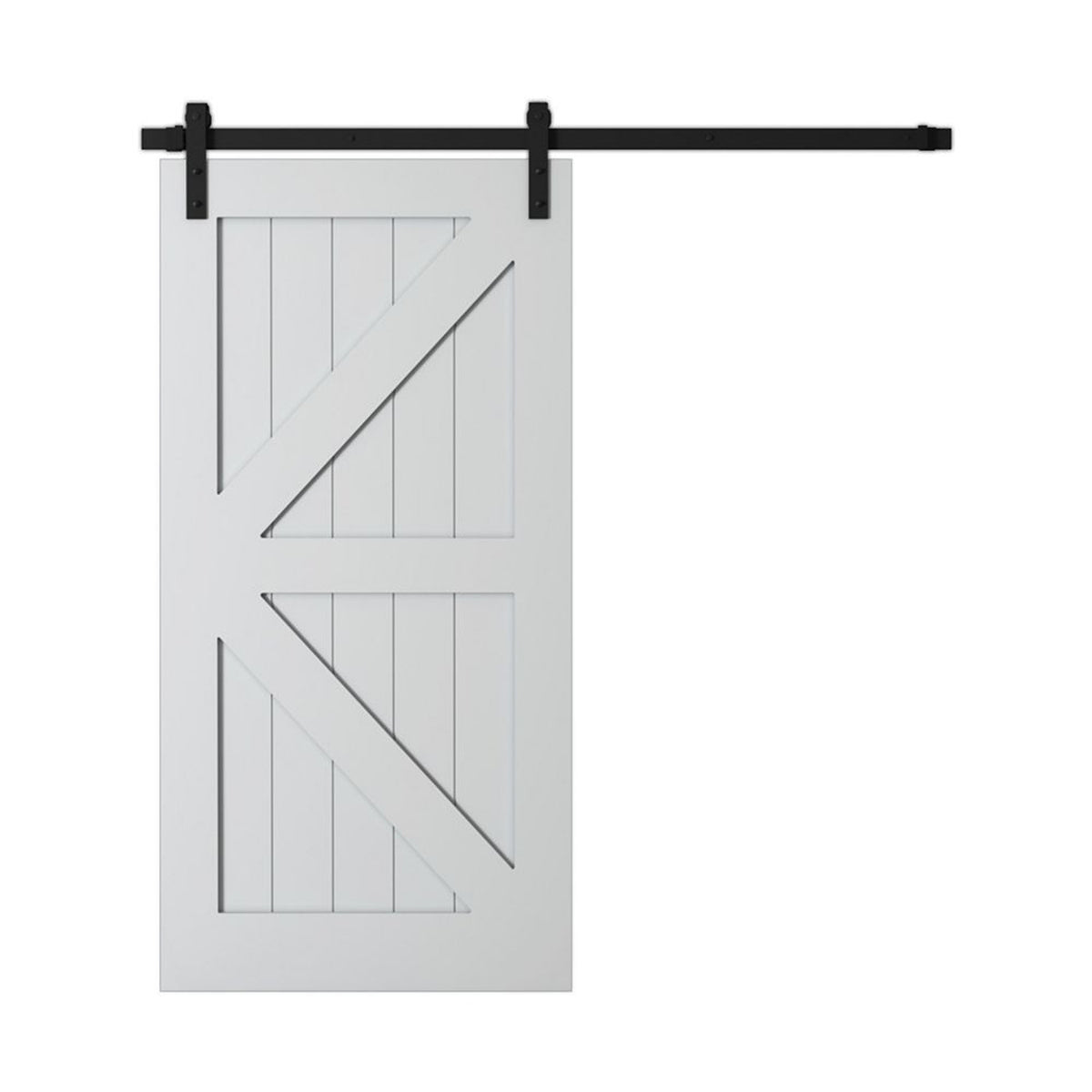 2 Panel White Primed Barn Interior Door (K-Style) - 36 x 84
