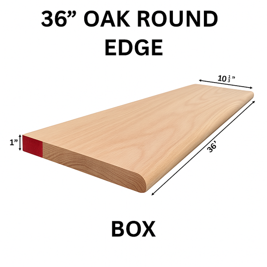 Red Oak Stair Tread – Round Edge, Box Style (Various Sizes: 36″, 42″, 48″)