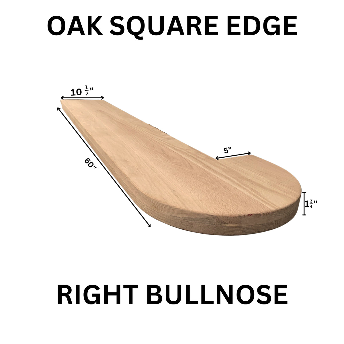 Red Oak Square Edge Tread Bullnose RIGHT