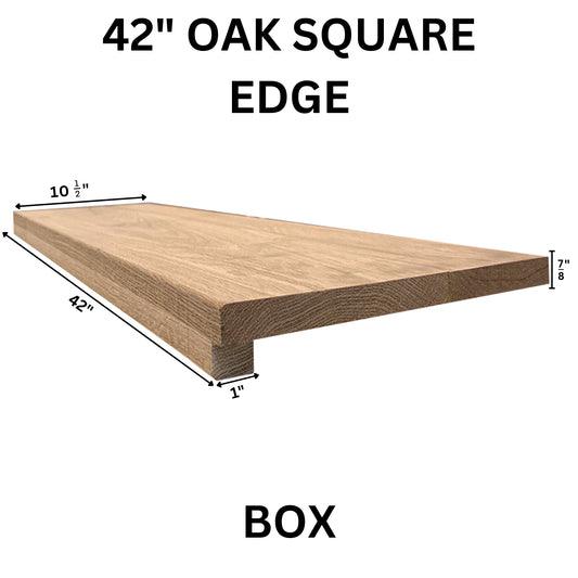 Red Oak Stair Tread – Square Edge, Box Style (Various Sizes: 36″, 42″, 48″)