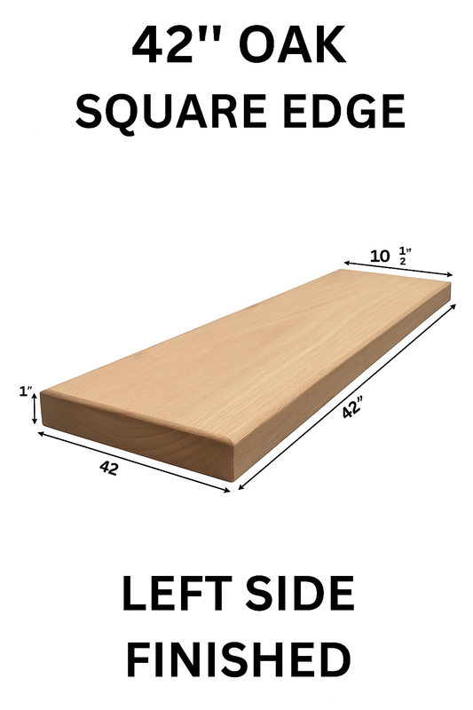 Red Oak Stair Tread – Square Edge, Finished Left or Right Return Options (42")