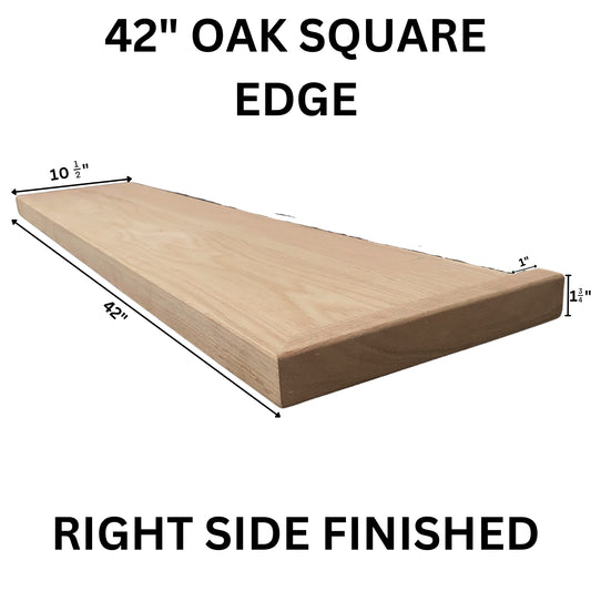 Red Oak Stair Tread – Square Edge, Finished Left or Right Return Options (42")