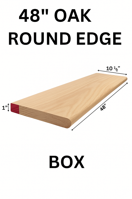 Red Oak Stair Tread – Round Edge, Box Style (Various Sizes: 36″, 42″, 48″)