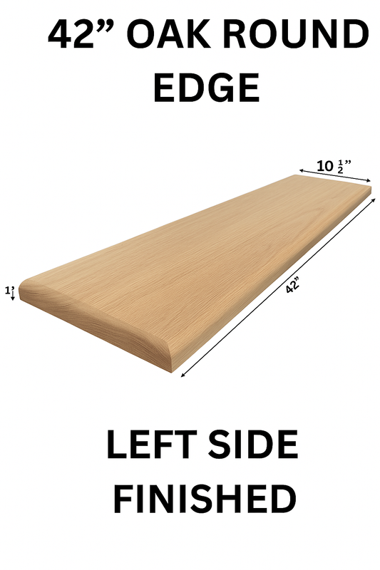 Red Oak Stair Tread – Round Edge, Right or Left Options (42″)