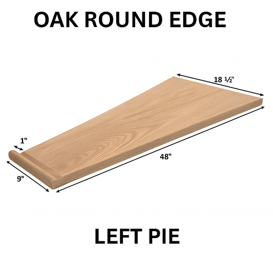 Red Oak Stair Tread – Round Edge, Pie Shape Right or Left Options