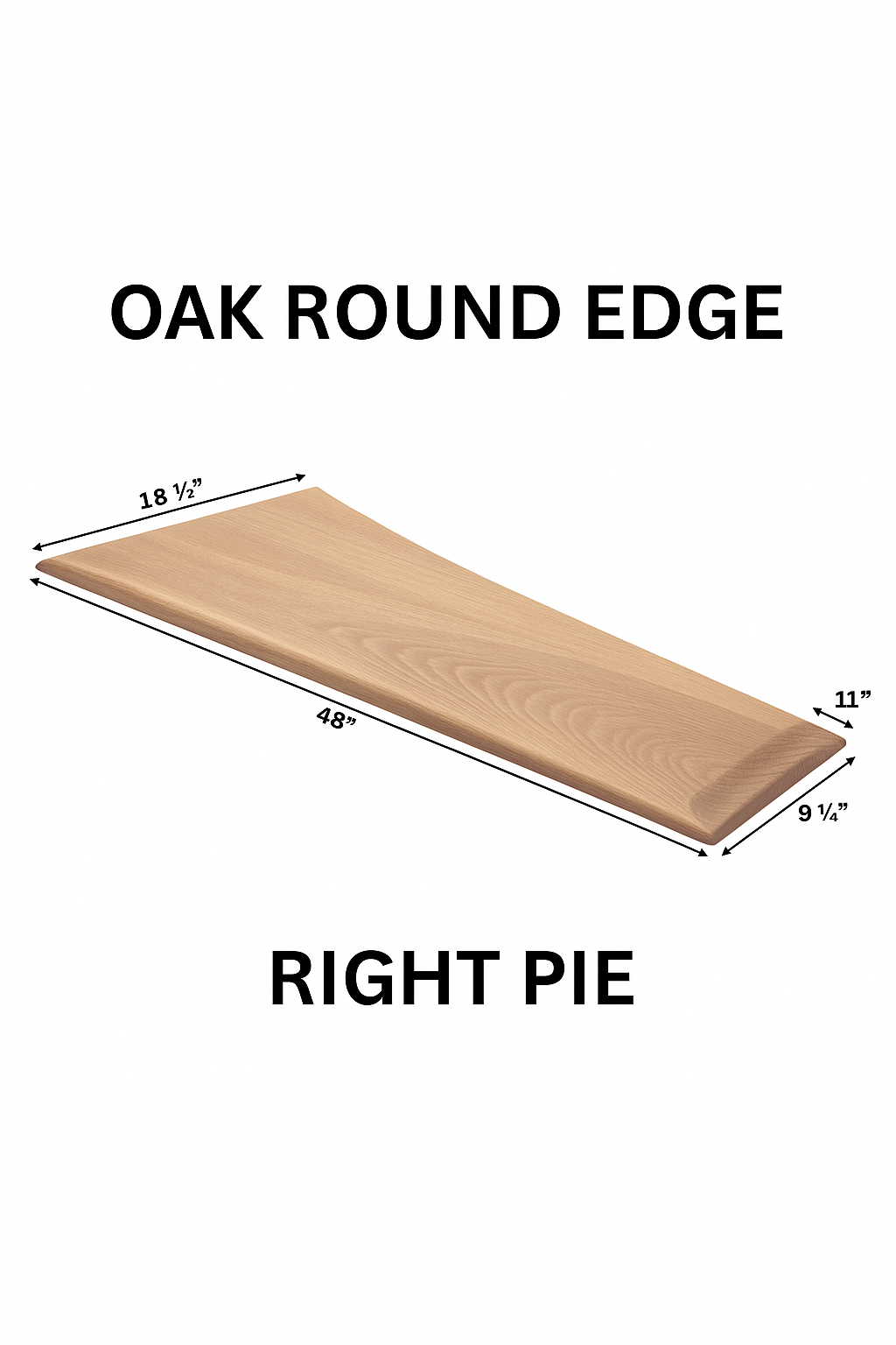 Red Oak Stair Tread – Round Edge, Pie Shape Right or Left Options