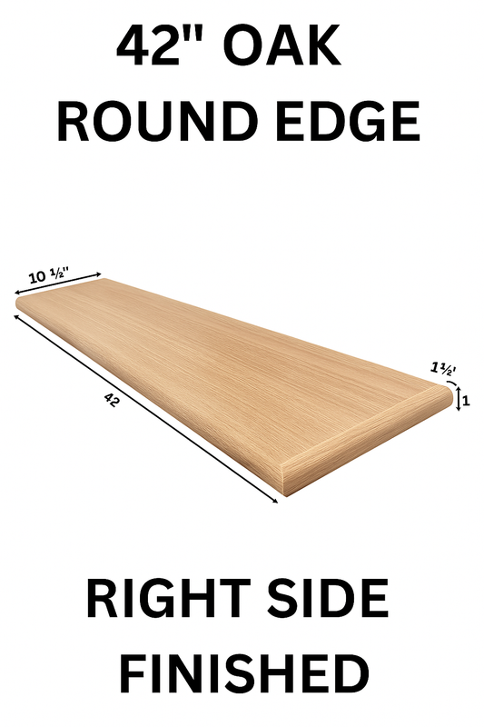 Red Oak Stair Tread – Round Edge, Right or Left Options (42″)