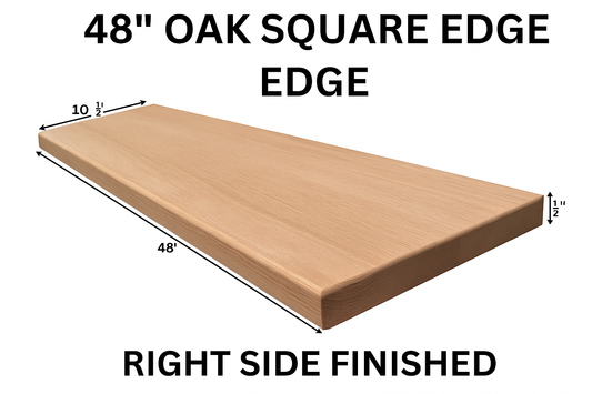 Red Oak Stair Tread – Square Edge, Finished Left or Right Return Options (48")