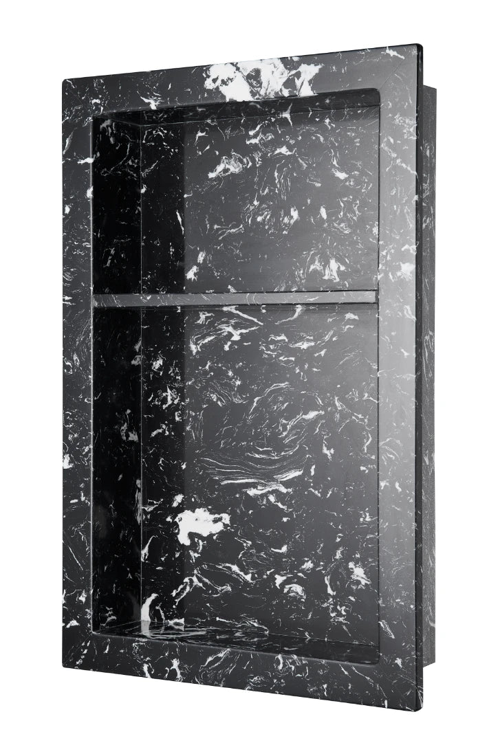 Quartz Black Rose Shower Niche 14" x 22"