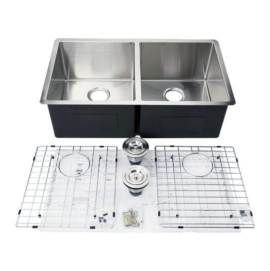 33" MISSION Undermount Kitchen Sink – 16G Double Bowls – UN1515P
