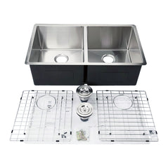 33" MISSION Undermount Kitchen Sink – 16G Double Bowls – UN1515P