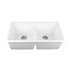 32" Workstation Undermount Double Bowls 50/50 Kitchen Sink in 16 Gauge – UNS1515P